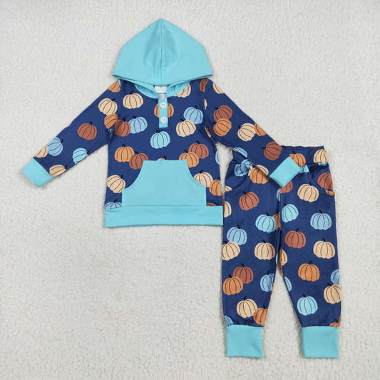BLP1154  baby Boys pumpkin blue navy long pant outfits