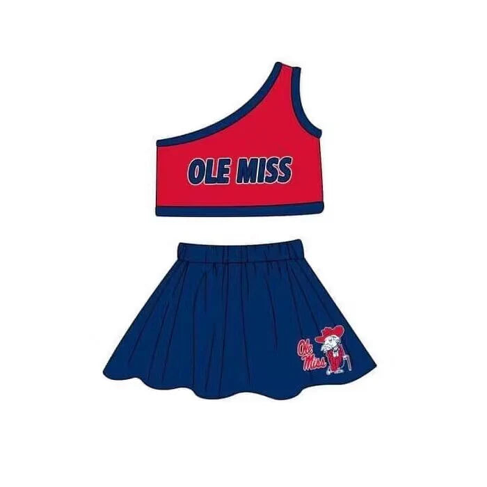 MOQ 3 Custom baby girls top OLE MISS skirt girls team outfits