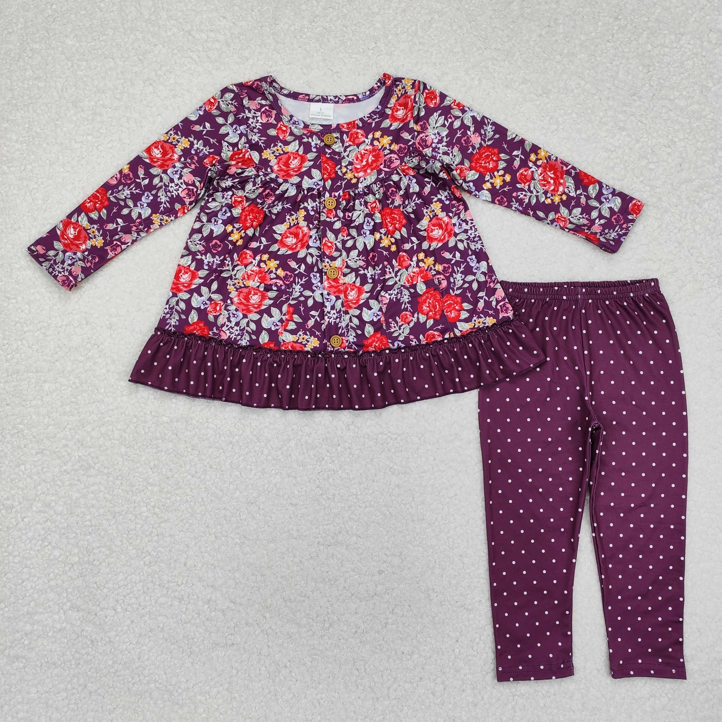 GLP1850 baby girls long sleeves purple floral outfits