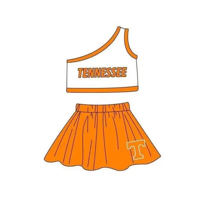 MOQ 3 Custom design baby girls TENNESSEE top skirt girls team outfits