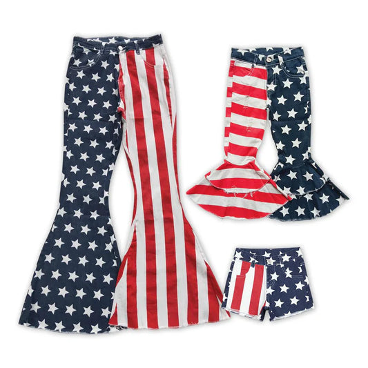 Family Matching Adult women  Baby kids July Fourth jeans