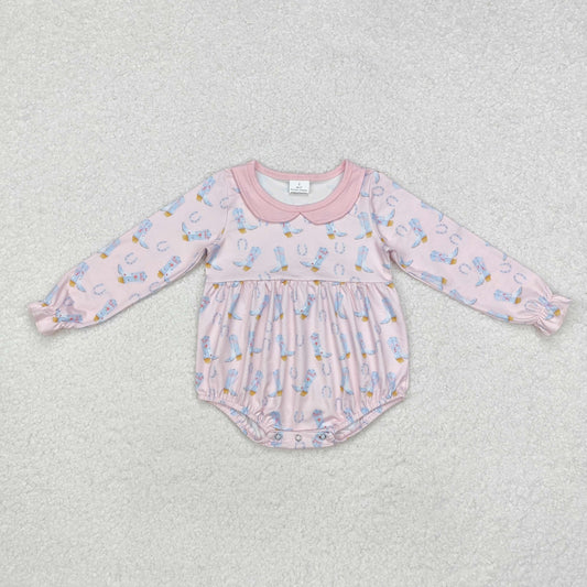 LR2013 Baby girls pink boots romper