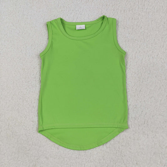 GT0985 Girls green sleeveless vest yoga