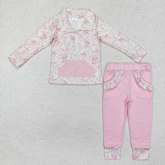 GLP2118 Girls pink pink floral outfits