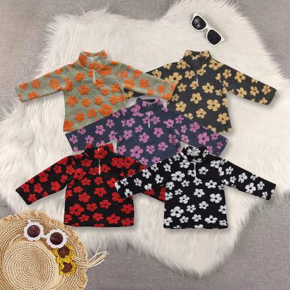 Matching Baby girls colorful flower zipper coat
