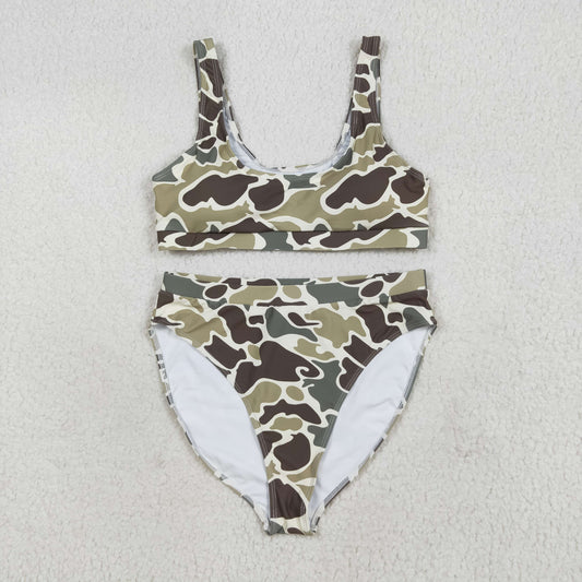 S0471 Adult women brown Camo swimsuit