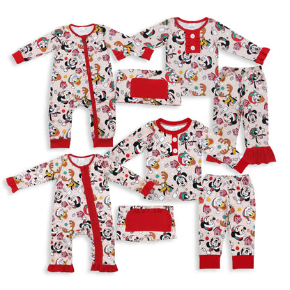 Matching Baby girls boys Christmas cartoon romper pajamas