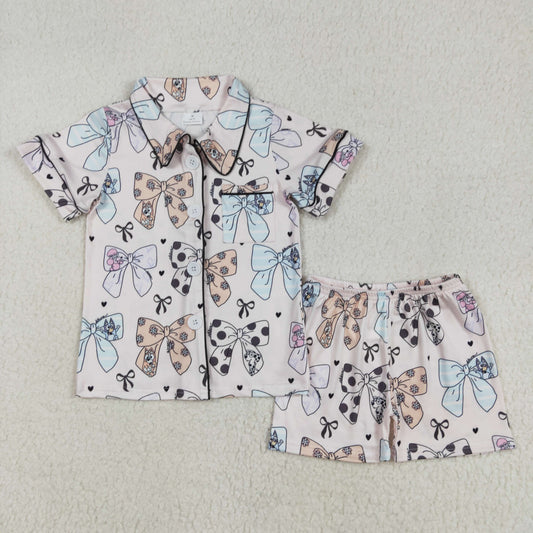 GSSO1810 girls short sleeve bow pajamas