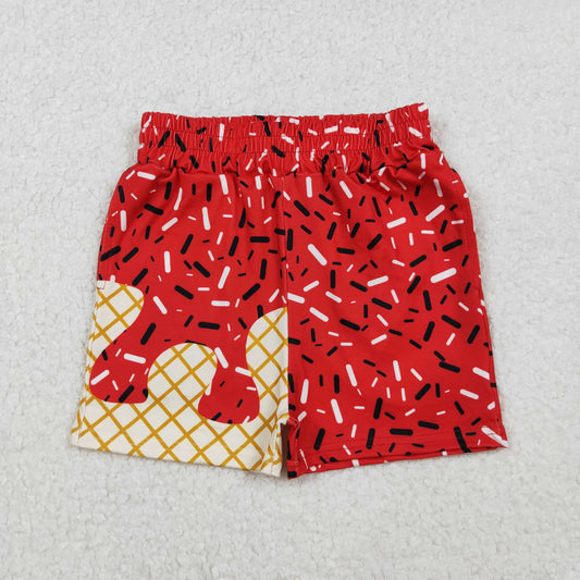 SS0637 baby boys Ice cream waffles red shorts
