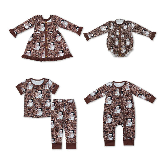 Matching Baby girls boys Christmas camo brown clothing