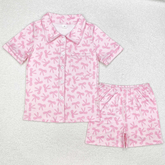 GSSO1535 Adult women pink bow shorts pajamas