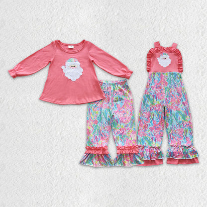 Matching Girls Christmas flower outfits embroidery