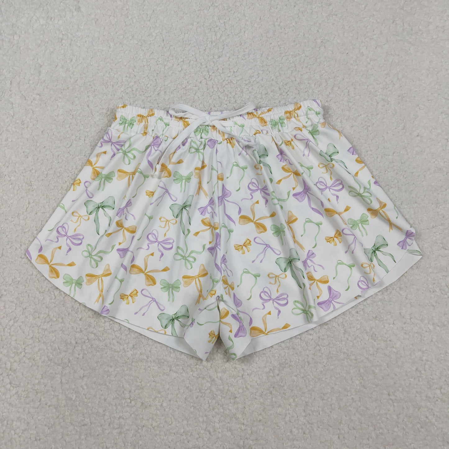 SS0679 Adult women Mardi Gras bow Shorts yoga
