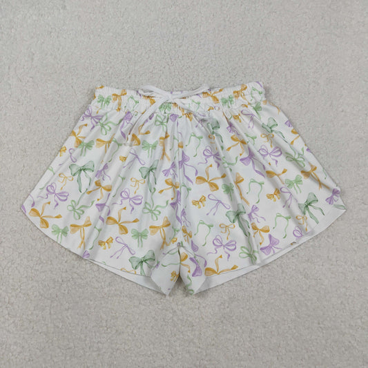 SS0679 Adult women Mardi Gras bow Shorts yoga