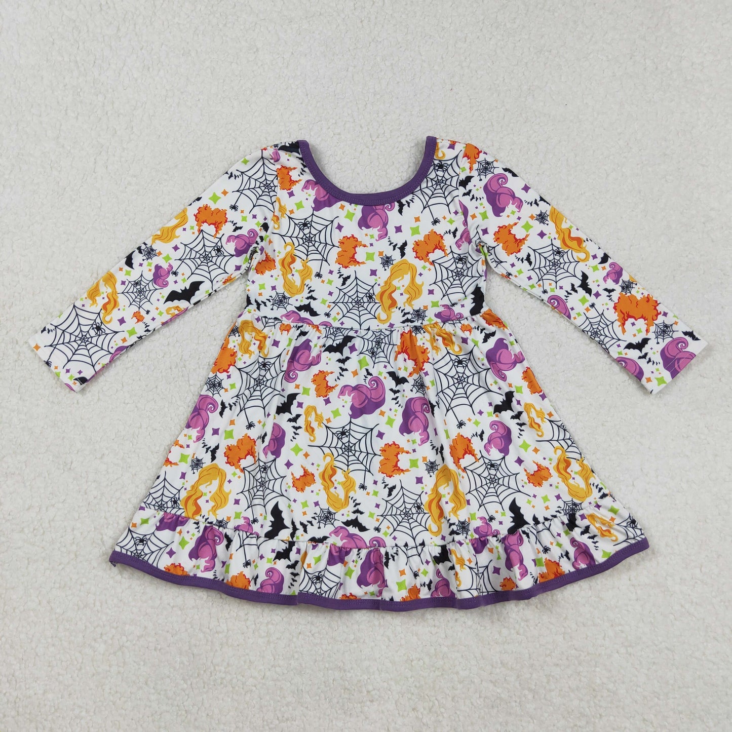 GLD1249 girls Halloween hocus purple long sleeve Dress
