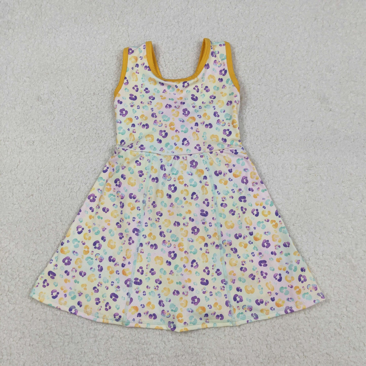 GSD2870 girls leopard yellow Dress yoga