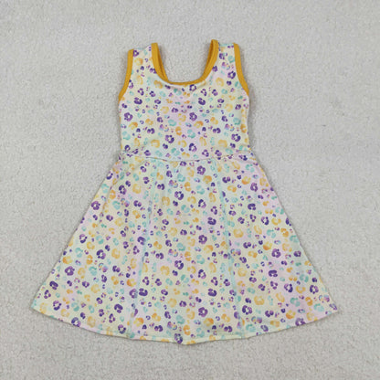 GSD2870 girls leopard yellow Dress yoga