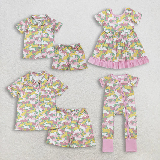 Family Matching Adult Baby girls Easter bunny camo clothes