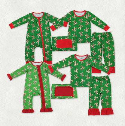Matching Baby girls boys Christmas green pajamas clothing