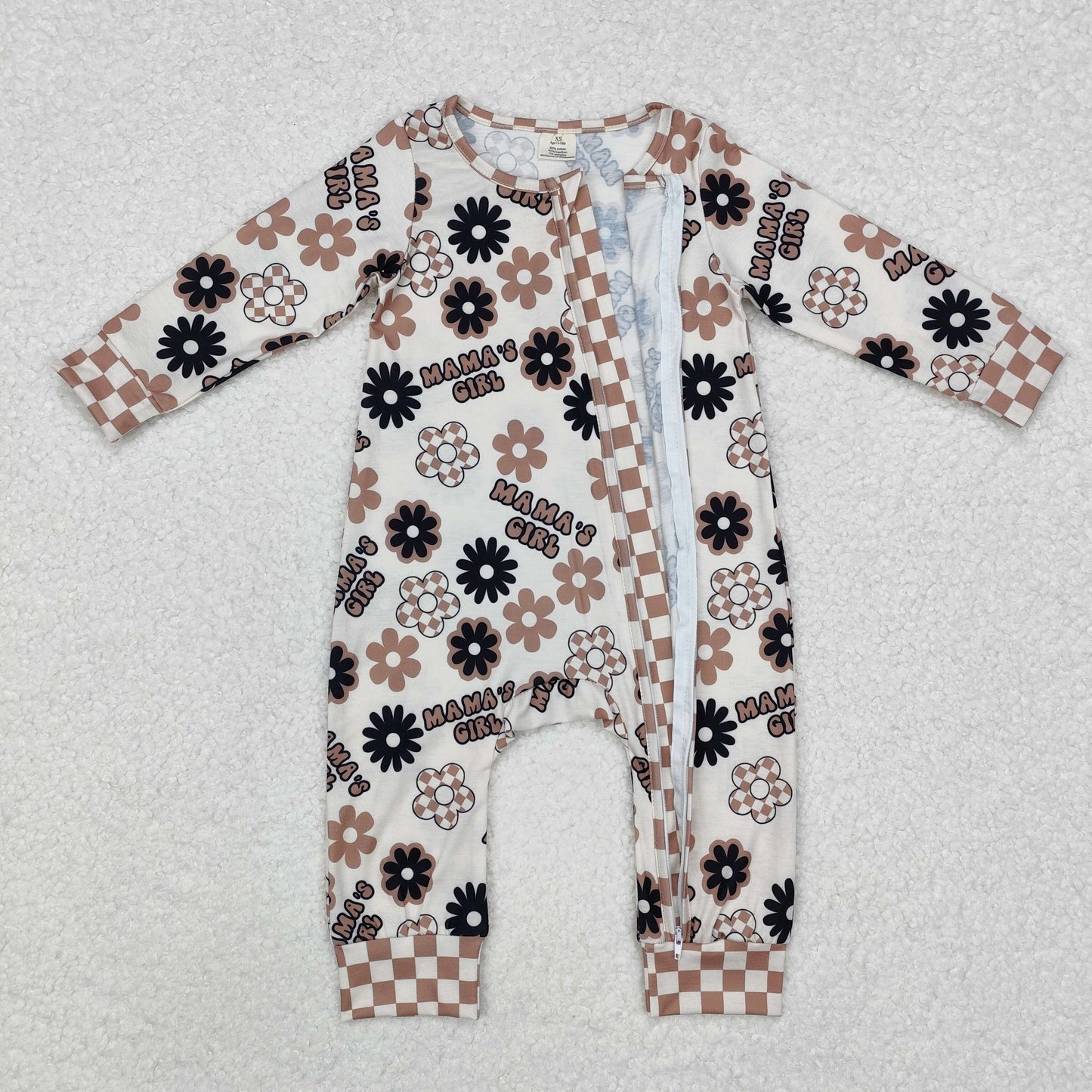 LR1951 Baby mama's girl zipper bamboo romper