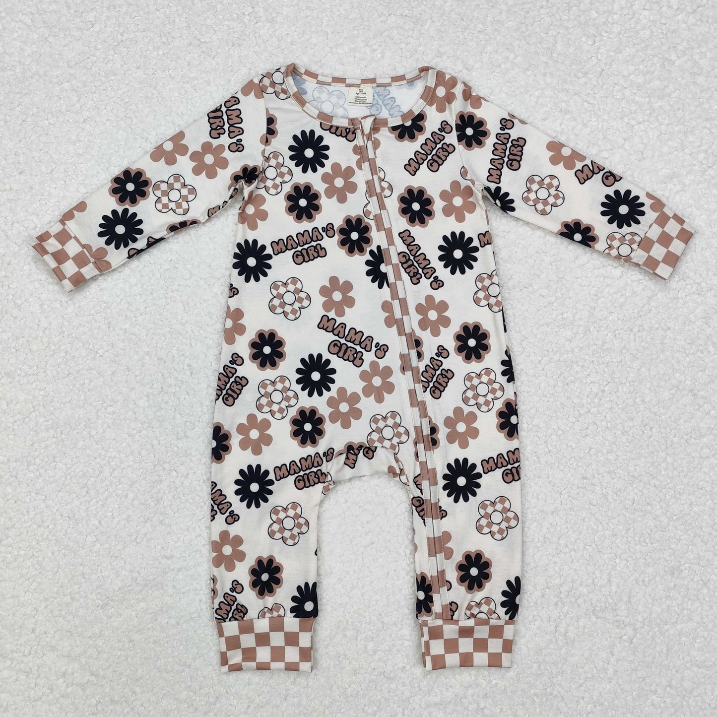 LR1951 Baby mama's girl zipper bamboo romper