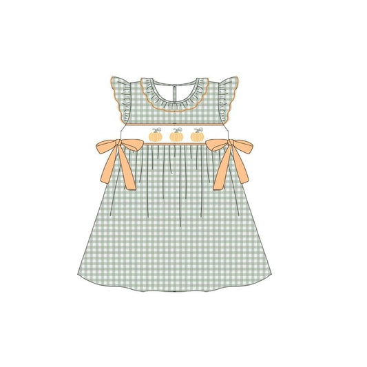 Custom design moq 3 Girls pumpkin Dress