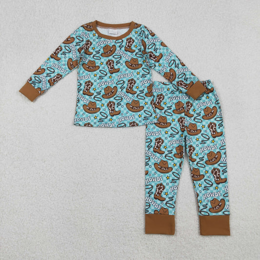 BLP1207 baby boys Howdy blue brown  pajamas