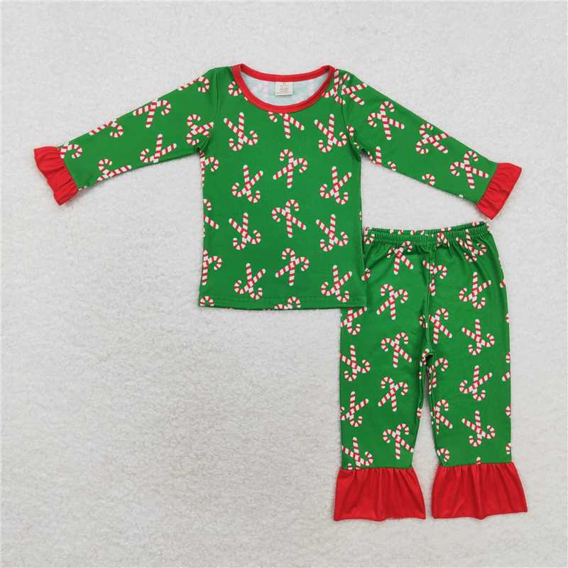 Matching Baby girls boys Christmas green pajamas clothing