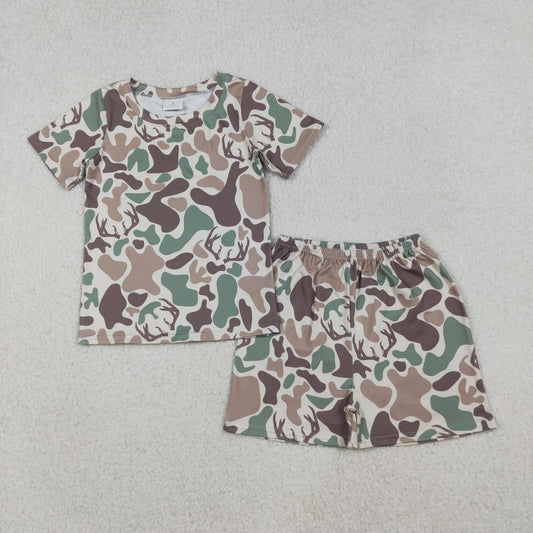 GSSO2708 baby girls deer camo short sleeve pajamas