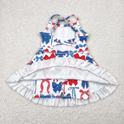GSD2345 girls sleeveless July Fourth floral Dress yoga