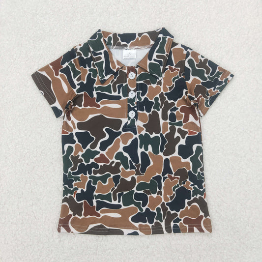 BT1213 baby boys short sleeve brown black camo shirt top