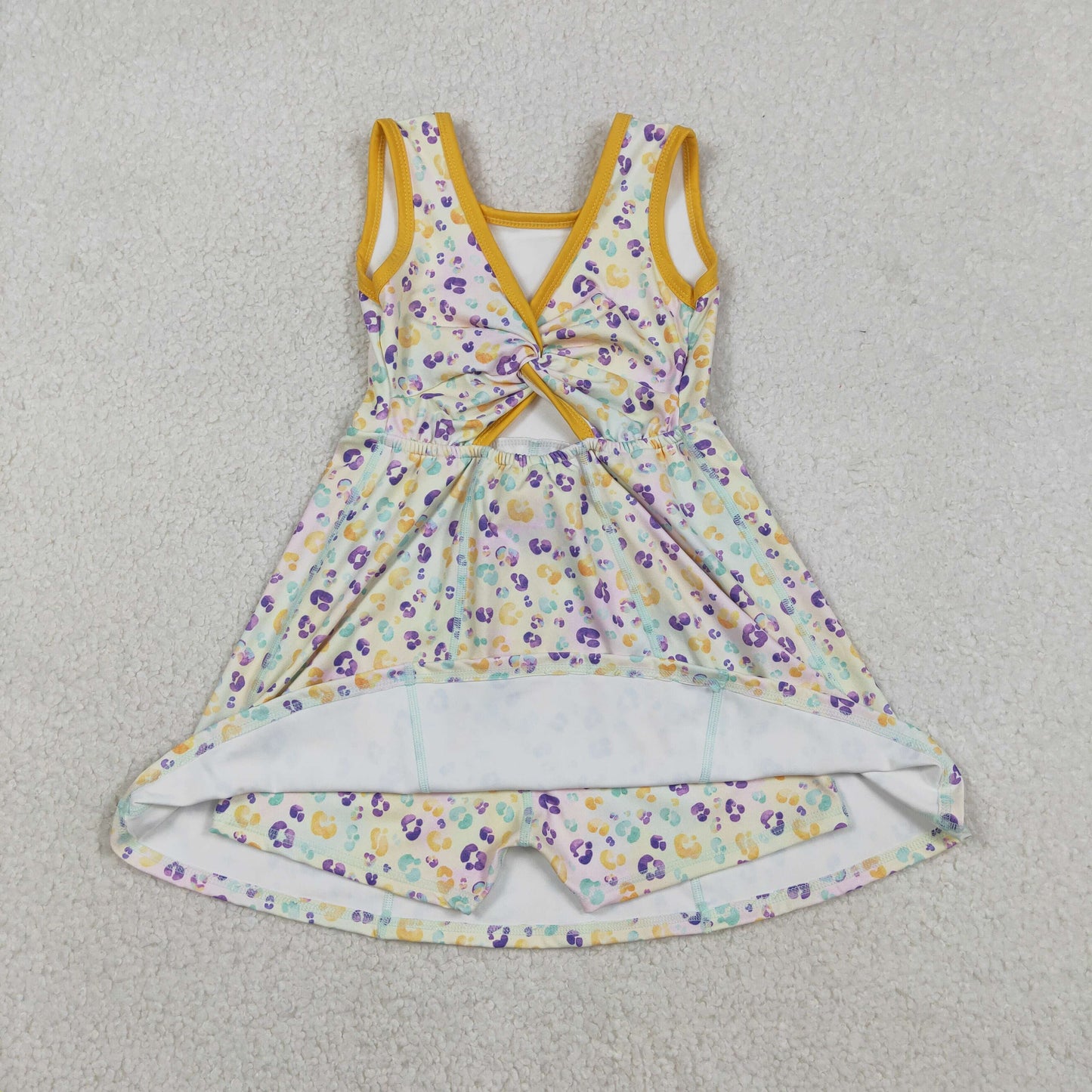 GSD2870 girls leopard yellow Dress yoga