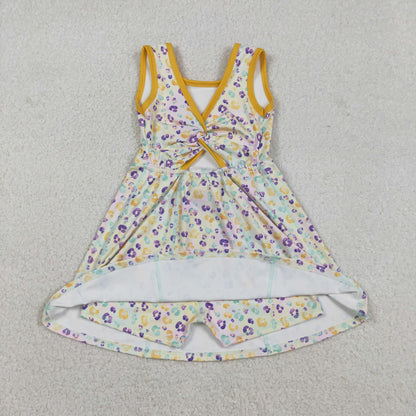 GSD2870 girls leopard yellow Dress yoga