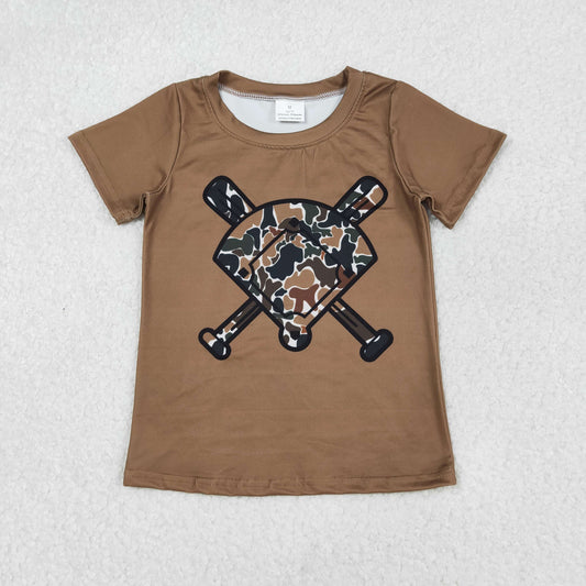 BT1420 baby boys baseball camo short sleeve shirt top