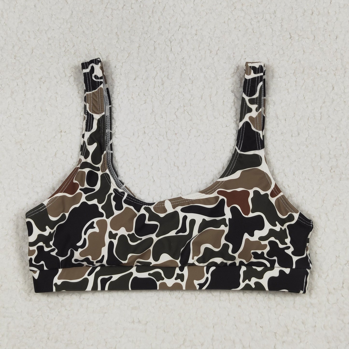 S0566 Adult women black green Camo swimsuit