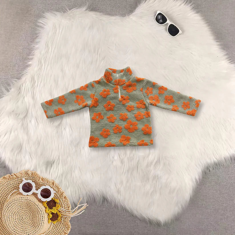 Matching Baby girls colorful flower zipper coat