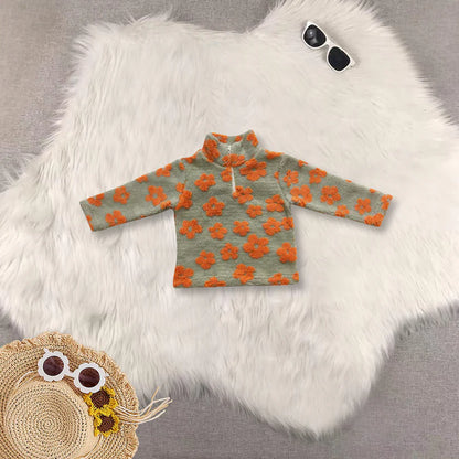 Matching Baby girls colorful flower zipper coat