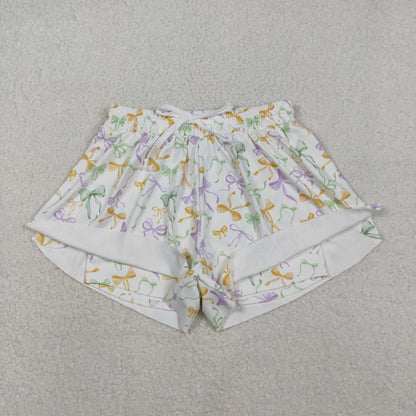 SS0679 Adult women Mardi Gras bow Shorts yoga