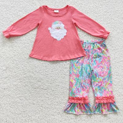 Matching Girls Christmas flower outfits embroidery