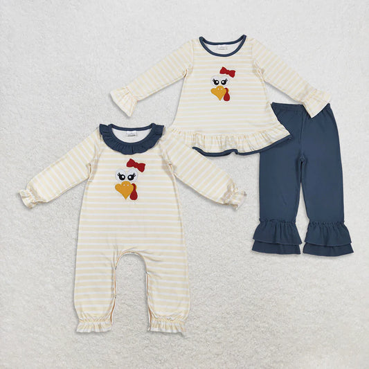 Matching Baby girls Thanksgiving Day Clothing Turkey romper outfits clothing embroidery