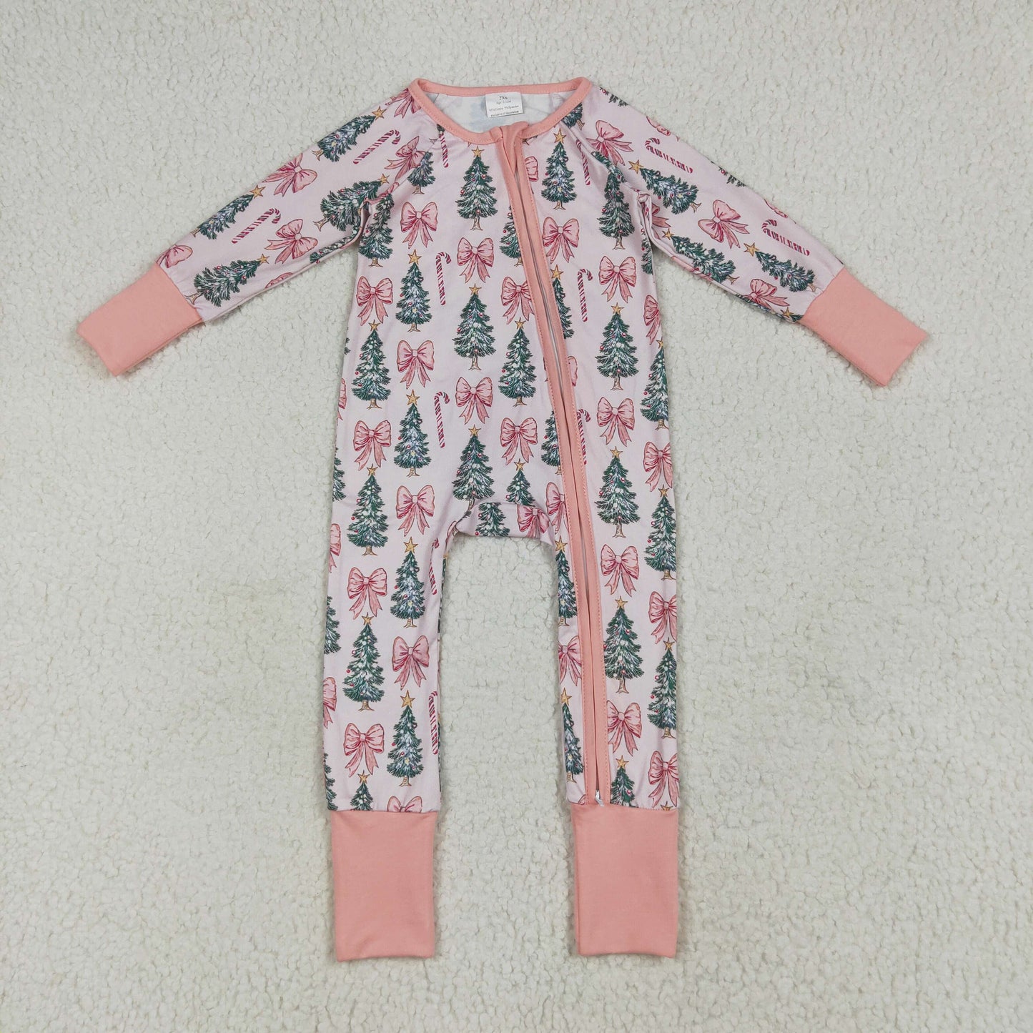 LR2283 baby girls tree bow pink romper
