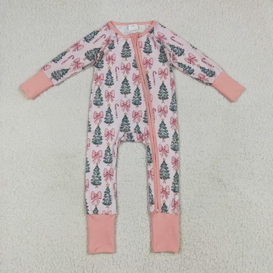 LR2283 baby girls tree bow pink romper
