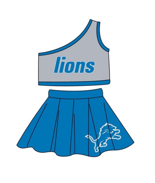 Custom design moq is 3 baby girls lion top skirt girls team outfits