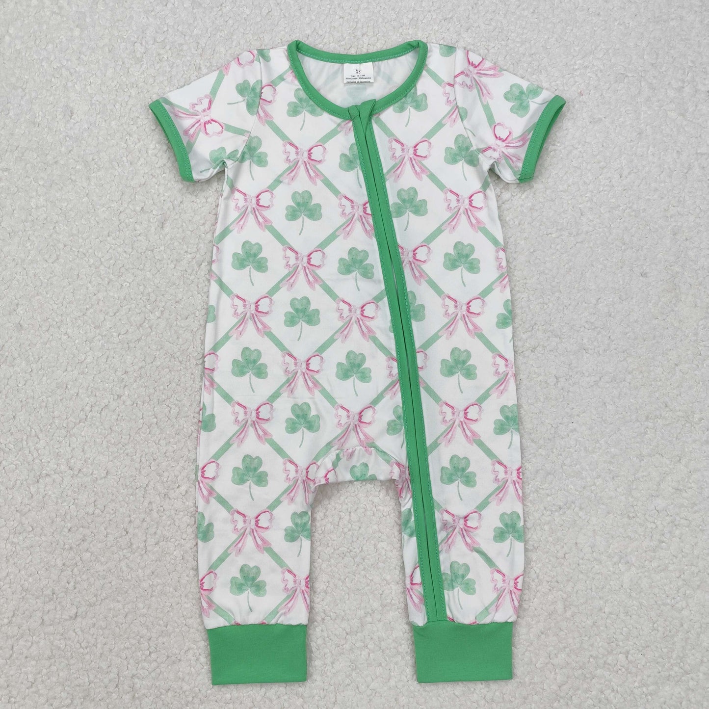 SR2109 Baby St Patrick's Day checked romper