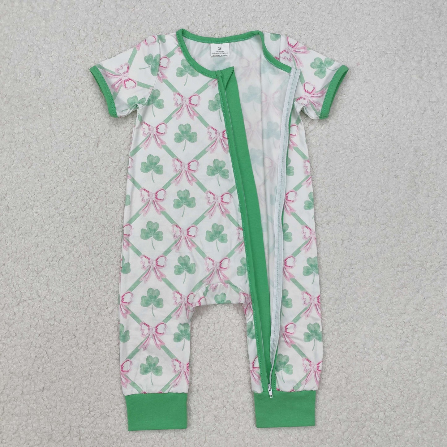 SR2109 Baby St Patrick's Day checked romper