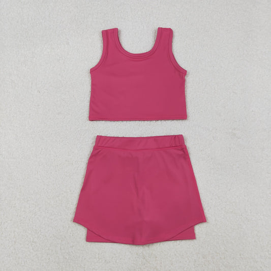 GSD2657 girls vest rose skirt outfits yoga