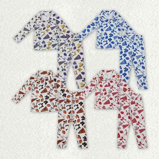 Matching RTS NO MOQ Baby Girls cheer Yoga Long Sleeve Trousers outfits set