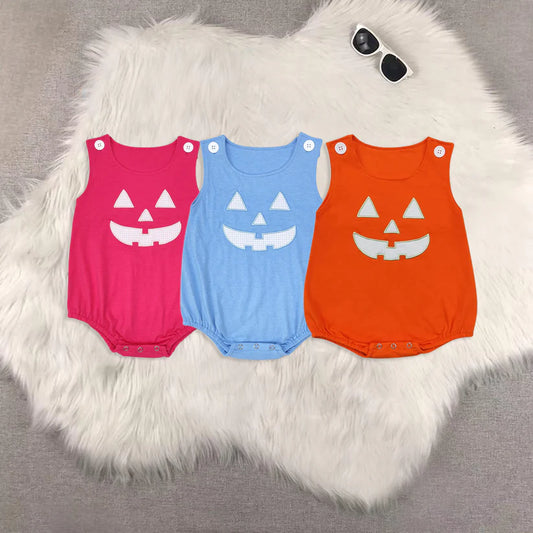 Matching Baby girls boys Halloween smile romper embroidery