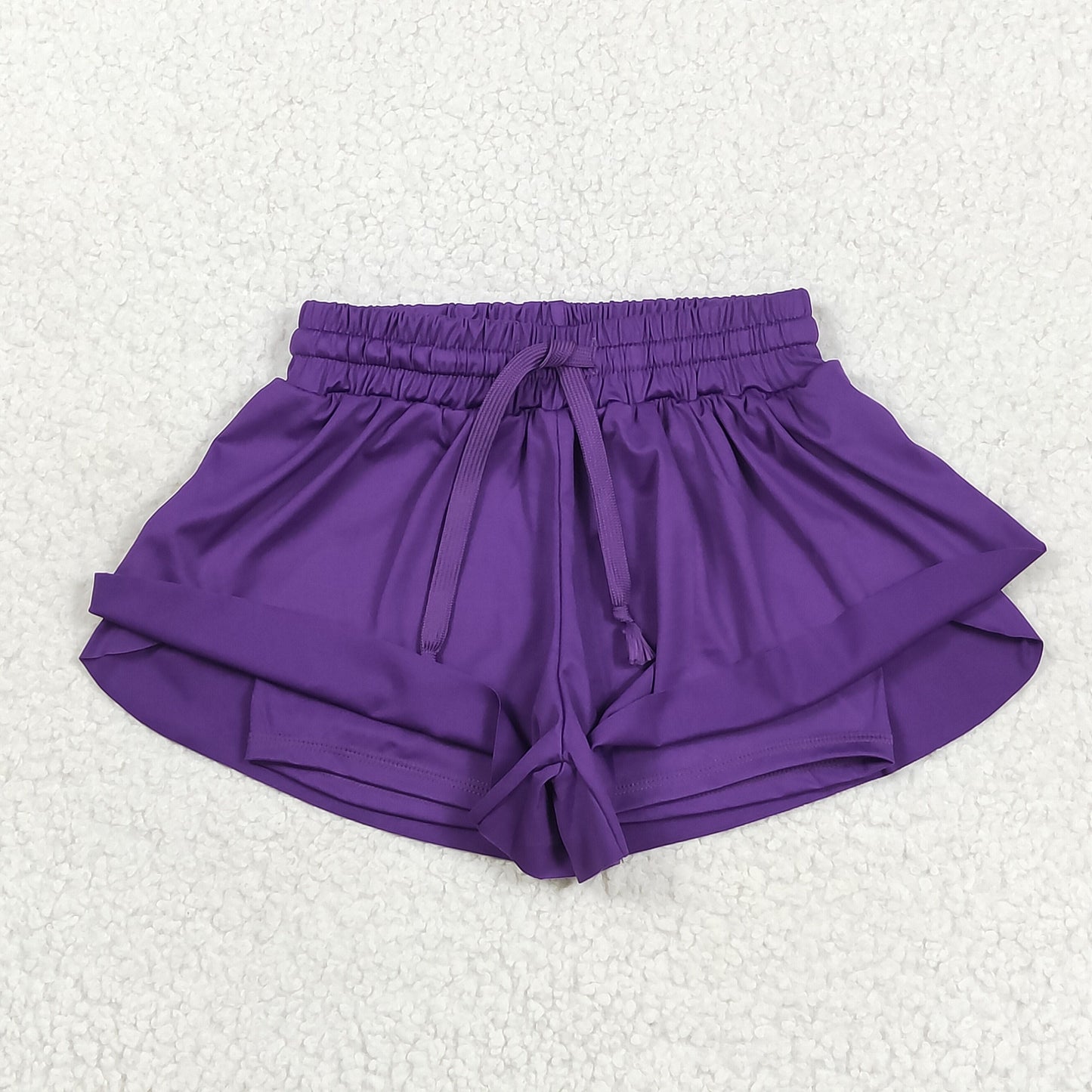 SS0602 girls solid purple shorts yoga
