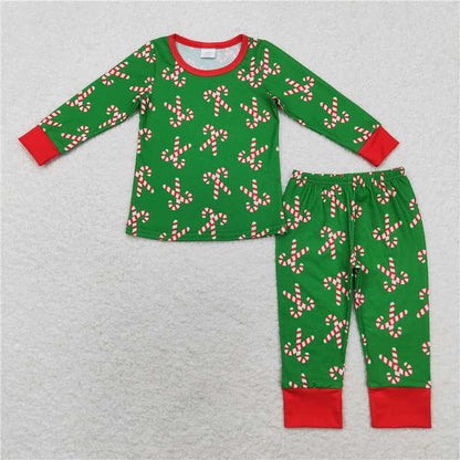 Matching Baby girls boys Christmas green pajamas clothing